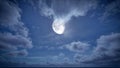 Full moon on the starry sky with clouds moving at night Royalty Free Stock Photo