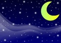 nocturnal sky with stars and moon Royalty Free Stock Photo