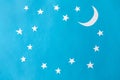 moon and stars on blue night background