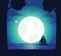 Moon and Stars Silhouette Vector Illustration Royalty Free Stock Photo