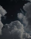 moon with stars and clouds in the evening sky Royalty Free Stock Photo