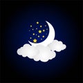 Moon and Stars and clouds Night Sky Background stock vector illustration Royalty Free Stock Photo