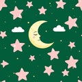 Moon Stars Clouds Pattern Royalty Free Stock Photo