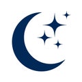 Moon and stars flat icon, isolated sign -