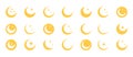 Moon and stars flat icons set. Vector illustration Royalty Free Stock Photo