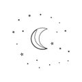 Moon and stars  icon. Element of Stars for mobile concept and web apps icon. Outline, thin line icon for website design and Royalty Free Stock Photo