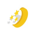 Moon and stars icon, isometric 3d style Royalty Free Stock Photo