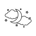 Moon and Stars icon vector. Night illustration sign. dream symbol. Sleep logo. Royalty Free Stock Photo