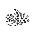 Moon and Stars icon vector. Night illustration sign. dream symbol. Sleep logo. Royalty Free Stock Photo