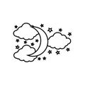 Moon and Stars icon vector. Night illustration sign. dream symbol. Sleep logo. Royalty Free Stock Photo