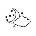 Moon and Stars icon vector. Night illustration sign. dream symbol. Sleep logo. Royalty Free Stock Photo