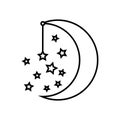 Moon and Stars icon vector. Night illustration sign. dream symbol. Sleep logo. Royalty Free Stock Photo