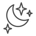 Moon and stars line icon. Night vector illustration isolated on white. Sleep outline style design, designed for web and