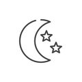 Moon and stars line icon