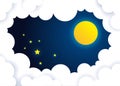 moon and stars in midnight .cloud at nighttime