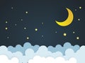 Moon and stars in midnight Royalty Free Stock Photo