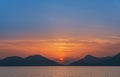 Moon and stars over the calm sea Royalty Free Stock Photo