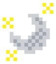 Moon and Stars Pixel 8 Bit Video Game Art Icon Royalty Free Stock Photo