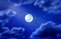 Moon Stars Sky Clouds Night Royalty Free Stock Photo