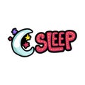 Moon, stars with sleep lettering sticker