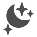 Moon and stars solid icon. Night vector illustration isolated on white. Sleep glyph style design, designed for web and