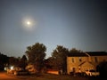 Moon and Stars in Suburbia at Night