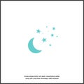 Moon and stars Vector icon. Yellow stars on a blue night sky on white isolated background