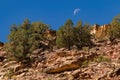 Moon on a steep Colorado mountainside