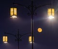 Moon Among the Street Light Royalty Free Stock Photo