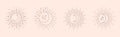 Moon sun line art vector. Boho sun logo, outline moon vector icon