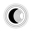 Moon sun vector logo. Line mystic symbol in minimal flat linear style. Magic boho astrology, astronomy illustration