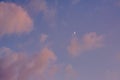 The moon and sunset colors in the sky, in Covington, Kentucky Royalty Free Stock Photo
