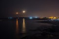 Moon Sunset on the sea shore lunar path