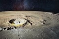 Moon surface with crater. Royalty Free Stock Photo