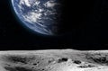 Moon surface and Earth Royalty Free Stock Photo