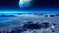 Moon surface and planet Earth in the distance space view. Royalty Free Stock Photo