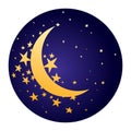 Moon symbol with stars.