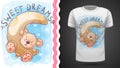 Moon and teddy - idea for print t-shirt