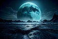 moon tide on the sea. night on the beach. Royalty Free Stock Photo