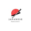 moon traditional katana for japanese logo minimalist vector icon illustration design