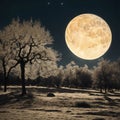 Moon transparent art in style ansel adams,