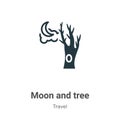 Moon and tree vector icon on white background. Flat vector moon and tree icon symbol sign from modern travel collection for mobile Royalty Free Stock Photo