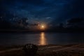 Moon under ocean on the sky with star Royalty Free Stock Photo