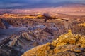 Moon Valley dramatic landscape at Sunset, Atacama Desert, Chile Royalty Free Stock Photo