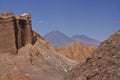 Moon Valley and Licancabur Volcano in Chile`s Atacama Desert Royalty Free Stock Photo