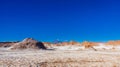 Moon Valley and volcano Licancabur by San Pedro de Atacama in Chile Royalty Free Stock Photo