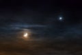 Moon and Venus in the sky Royalty Free Stock Photo