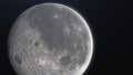 The moon view. Earth`s natural satellite surface. 3d render with place for text