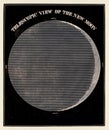 The Moon. Vintage Astronomy Illustration. Circa 1850