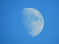 The moon visible in clear blue skies on a sunny December afternoon in the UK Royalty Free Stock Photo